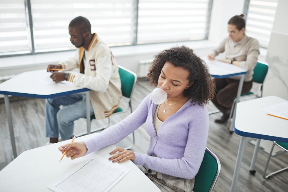chewing gum concentration desk ADHD focus