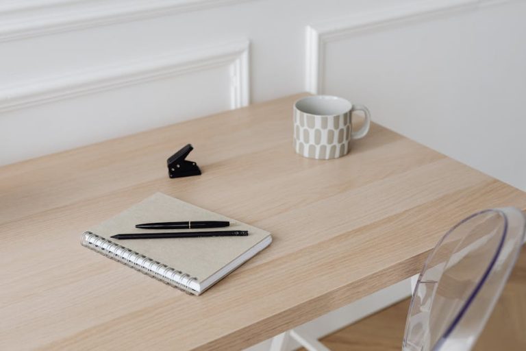 clean minimal desk workspace ADHD focus