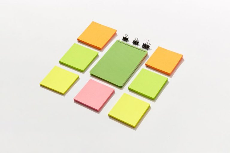 colorful sticky notes desk ADHD focus