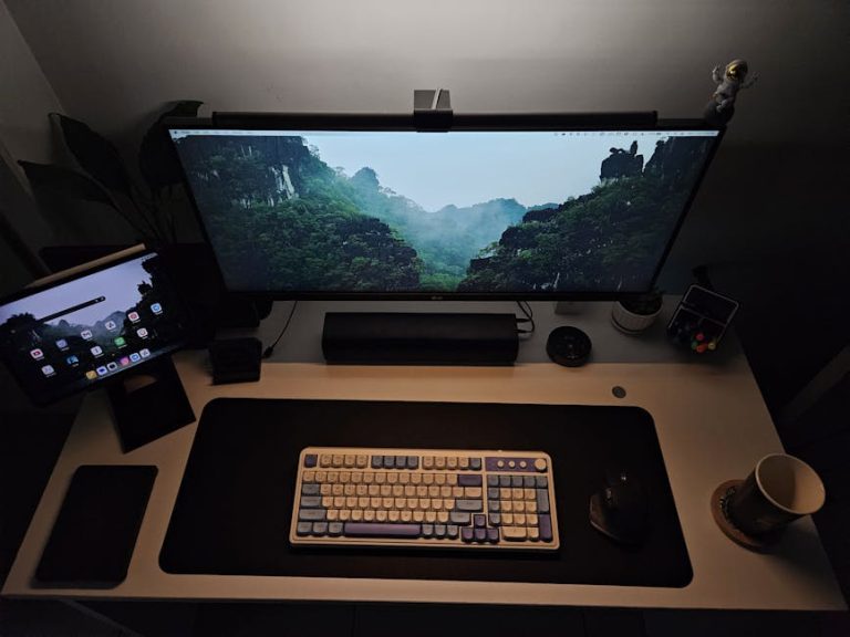 minimal desk organized workspace ADHD focus
