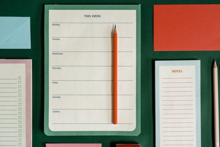 planner notebook desk weekly ADHD focus